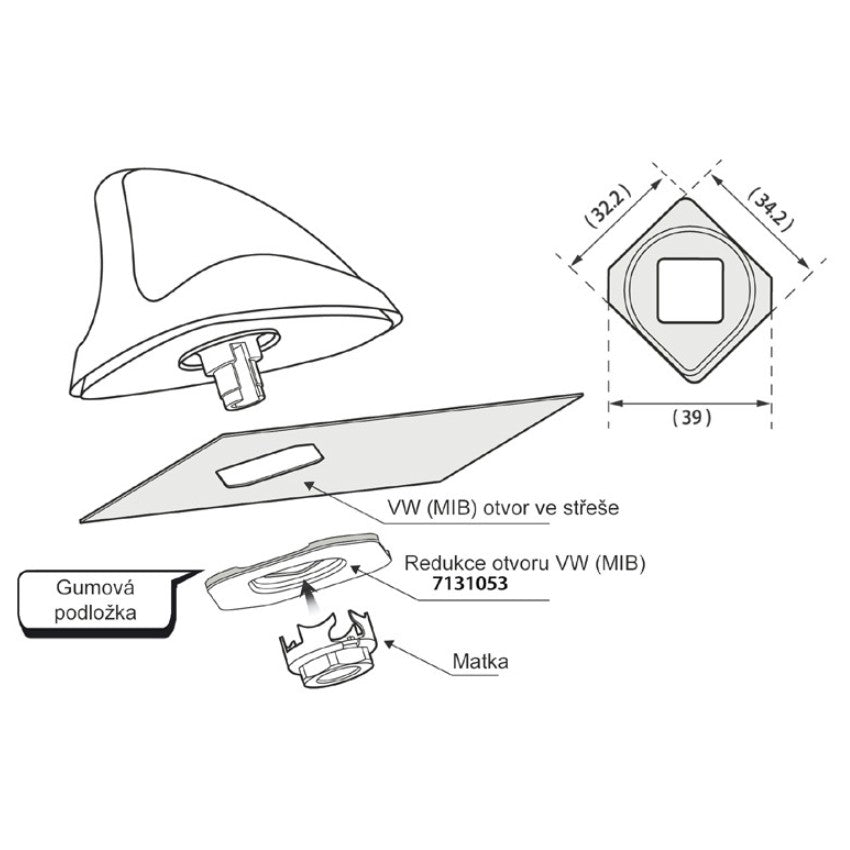 MTA / Calearo 7131053 antenne-gat adapter VW /Audi / Seat / Skoda MIB-platform