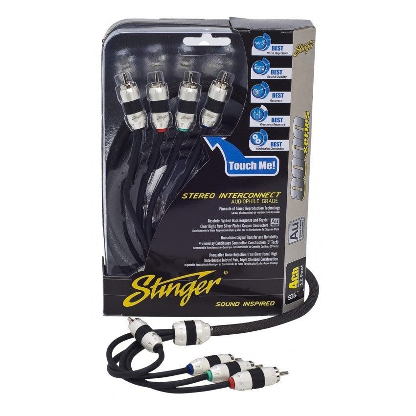 Stinger Electronics 8000-serie vierkanaals RCA kabel